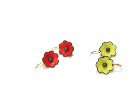 Enamel flower earrings Joan Parcher