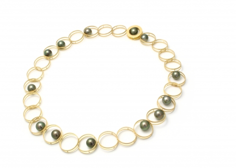 Tahitian pearl, gold necklace